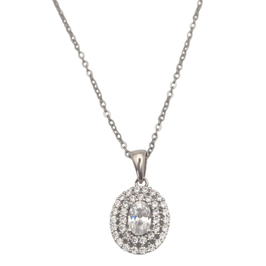 Oval shaped Cubic Zircon and Jacket in 925 Silver