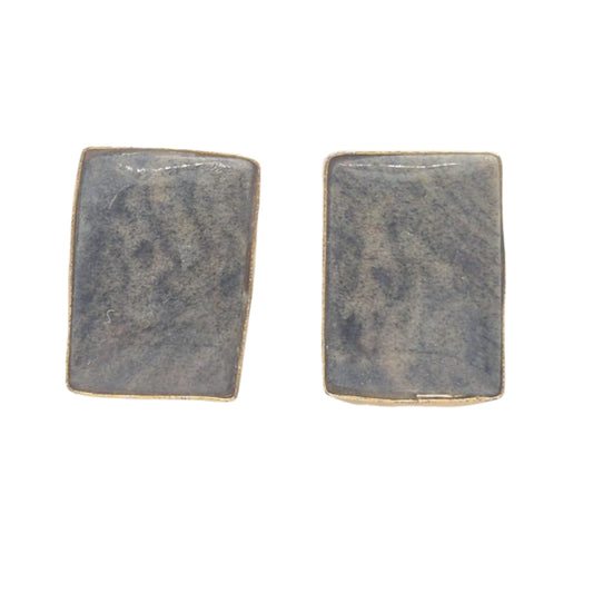 Natural Brown Jasper studs set in brass