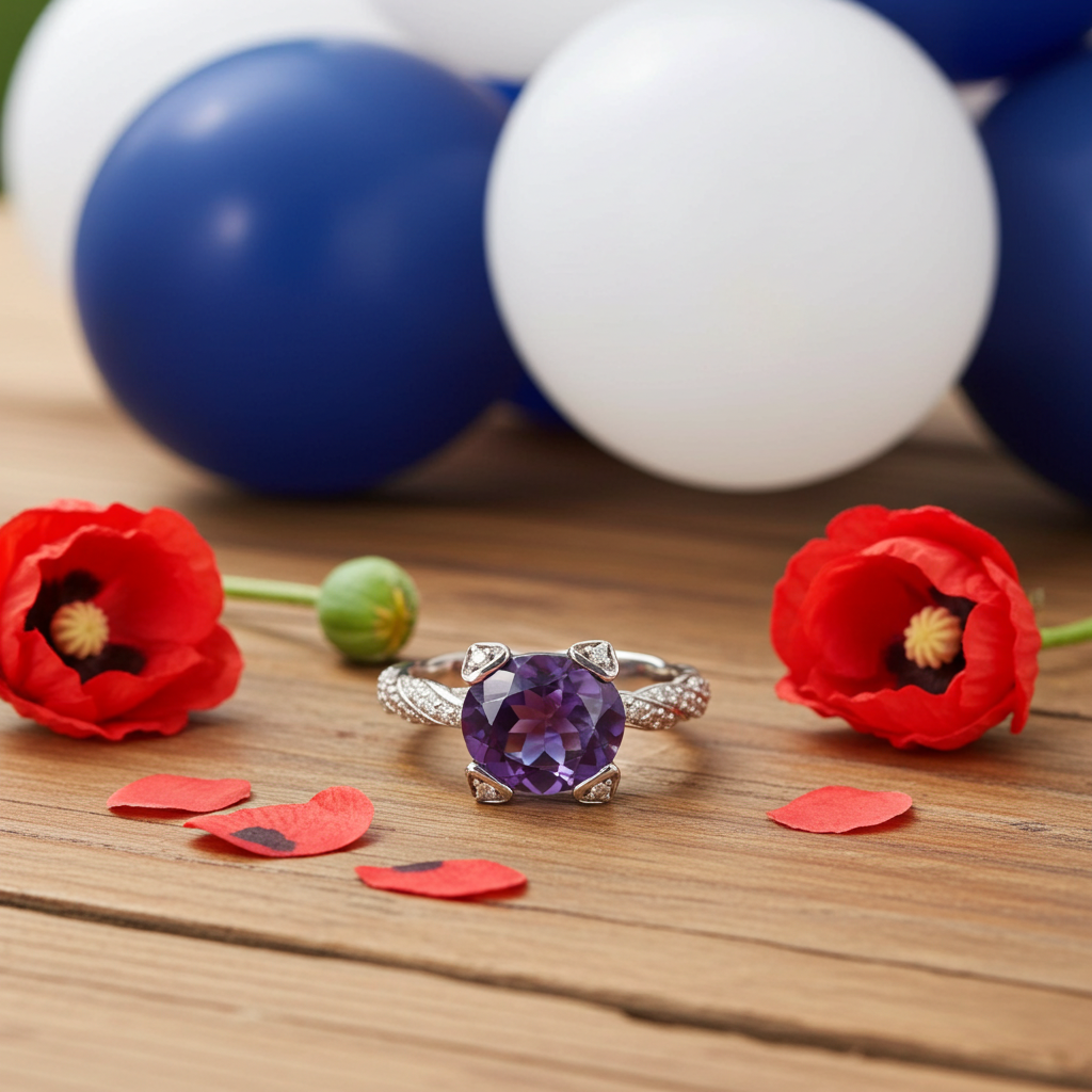 Amethyst and Cubic Zirconia in 925 Silver