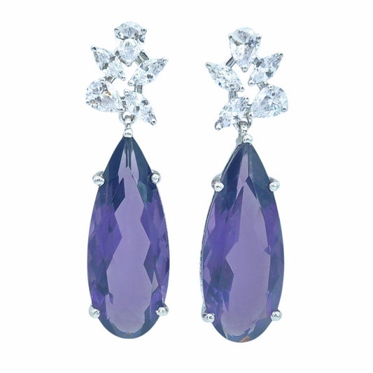Deep Purple Hydro quartz with Cubic Zirconia in 925 Silver