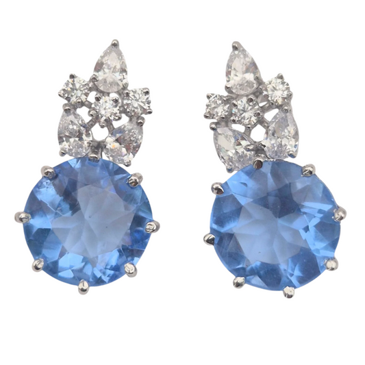 Bright Blue Hydro Quartz with Cubic Zirconia in 925 Silver, in a pretty petite design