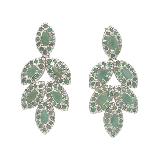 Mint Green Natural Emeralds in 925 Silver, makes this stunning clipon earring