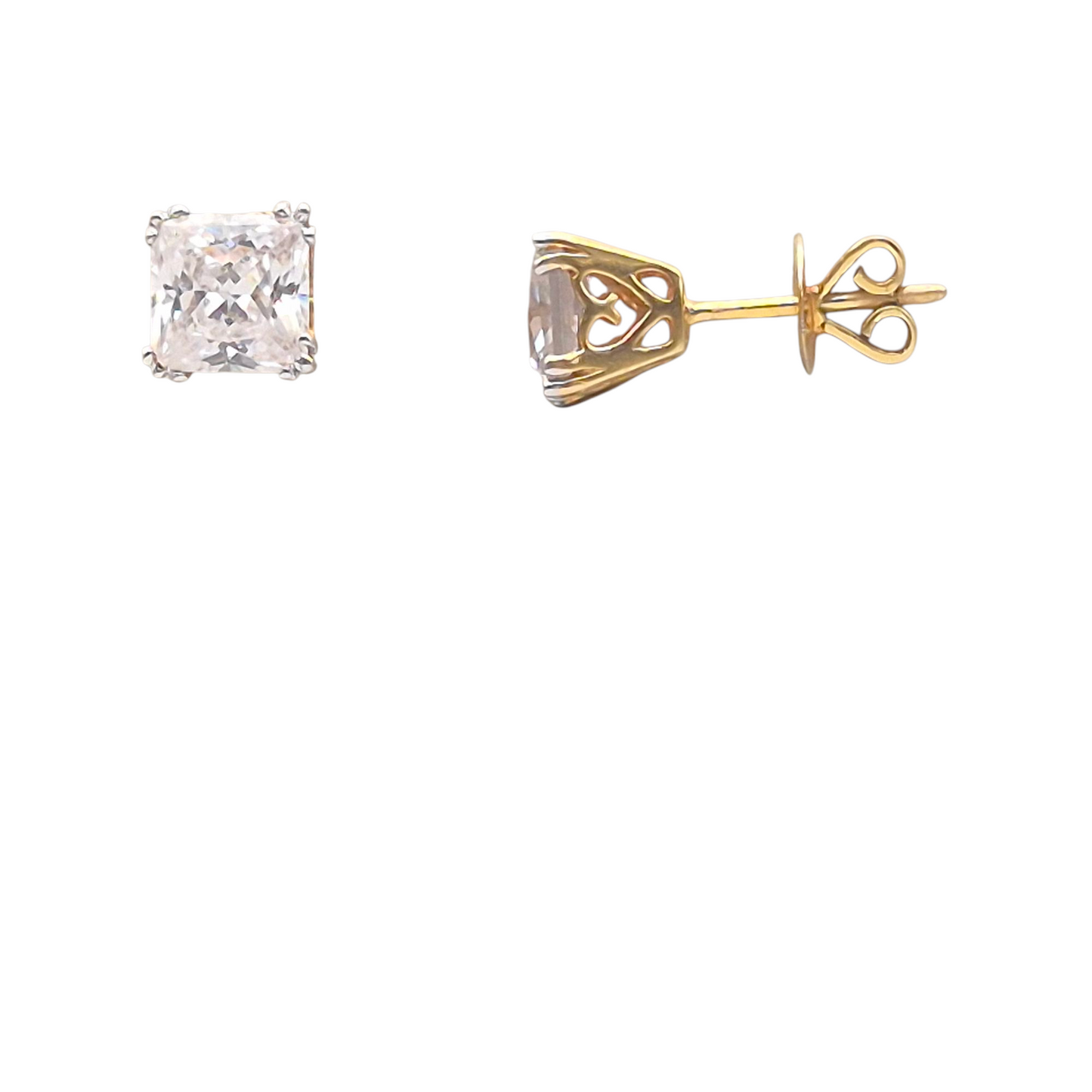 Princess cut Cubic Zirconia in 18kt Yellow Gold