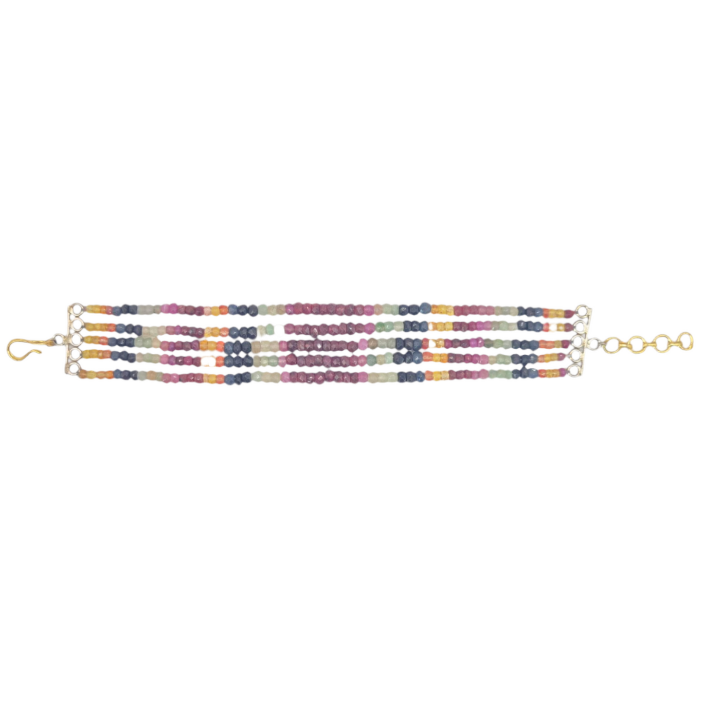 Rubies , emerald and sapphires make this multi-gemstones bracelet