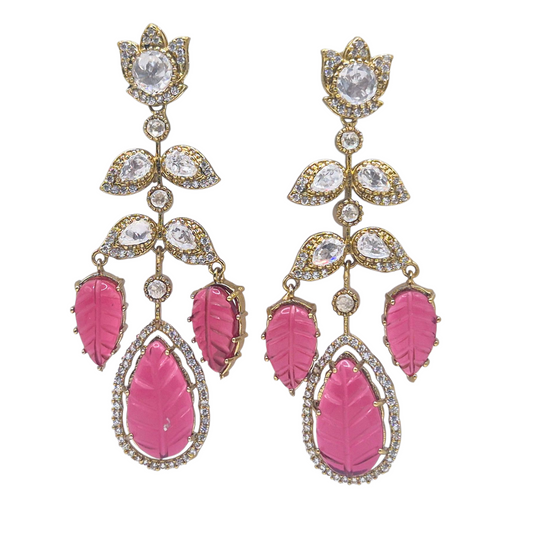 Red Victorian leaf earrings