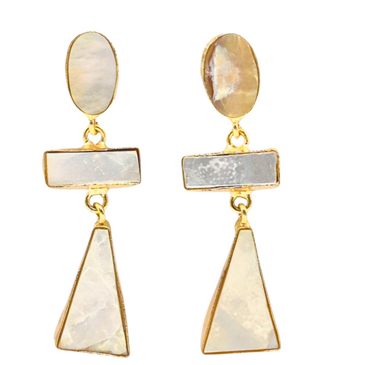 Mother of Pearl earrings in brass make these chic danglers