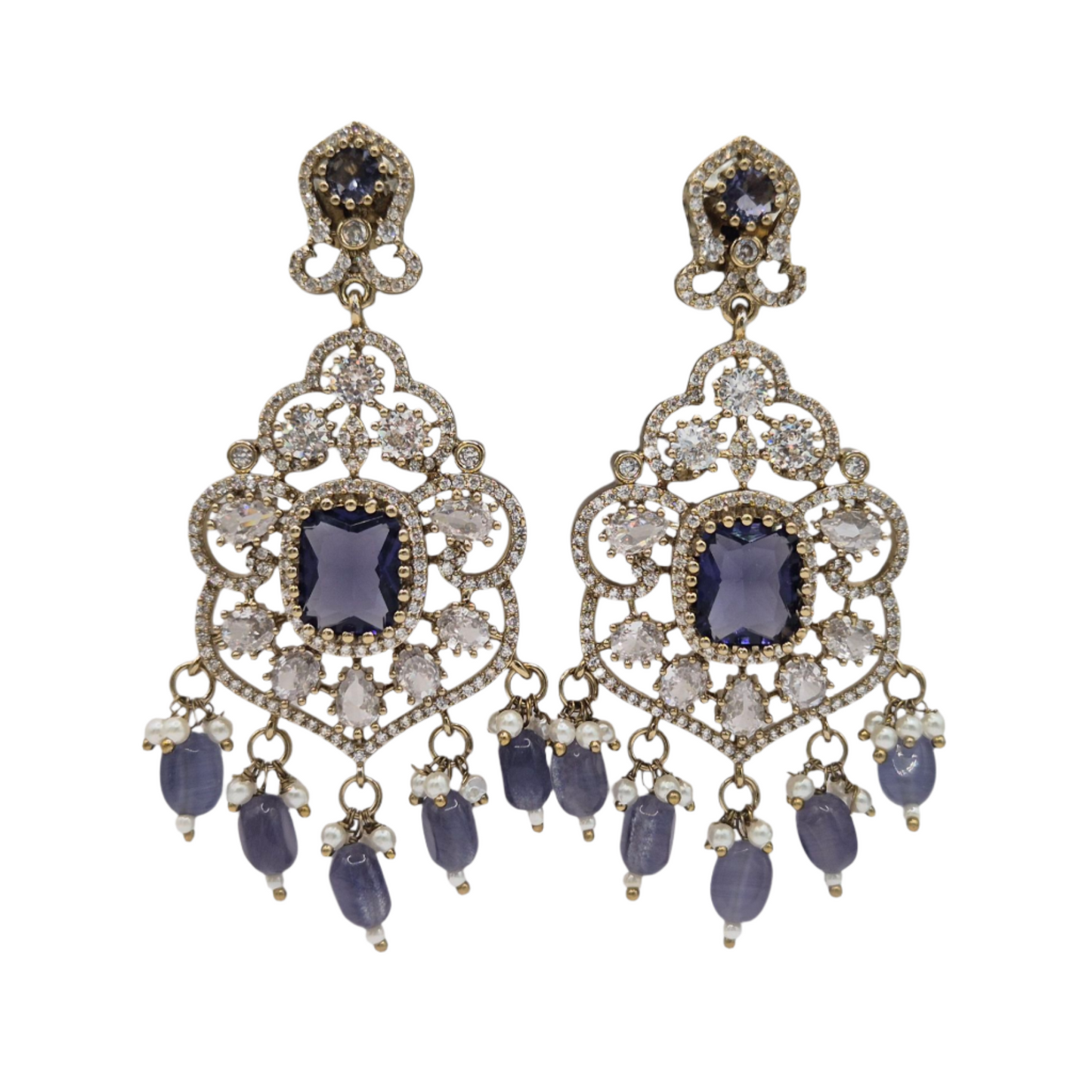 Purple Hydro stones with lustrous Moissanites and seed pearls, makes this antique chokur