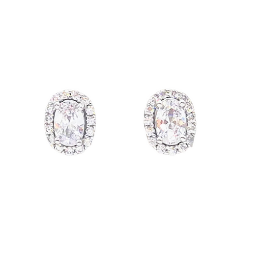 Oval shaped tops with Cubic Zircons in 925 Silver