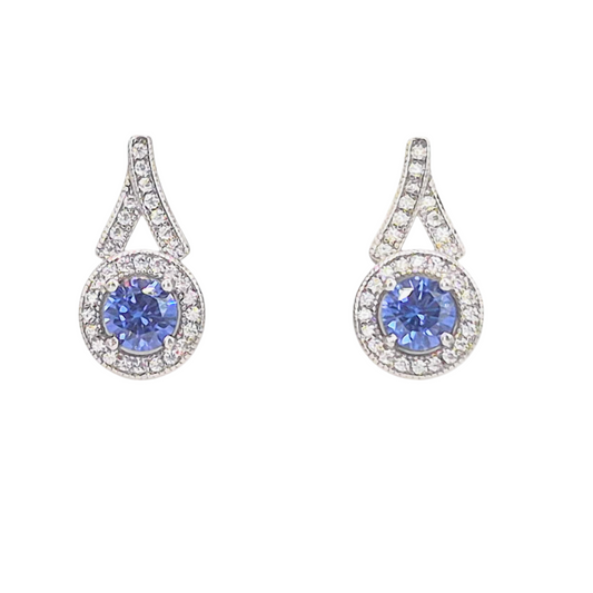 Vivid blue and white zircons set in these petite eartops in 925 silver