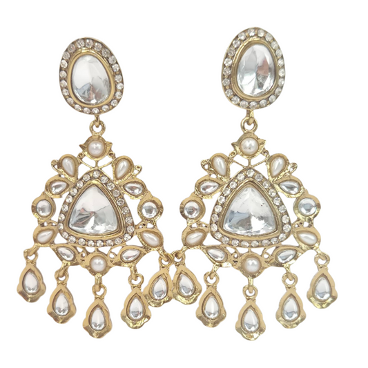 Kundan with White Pearls set in Brass