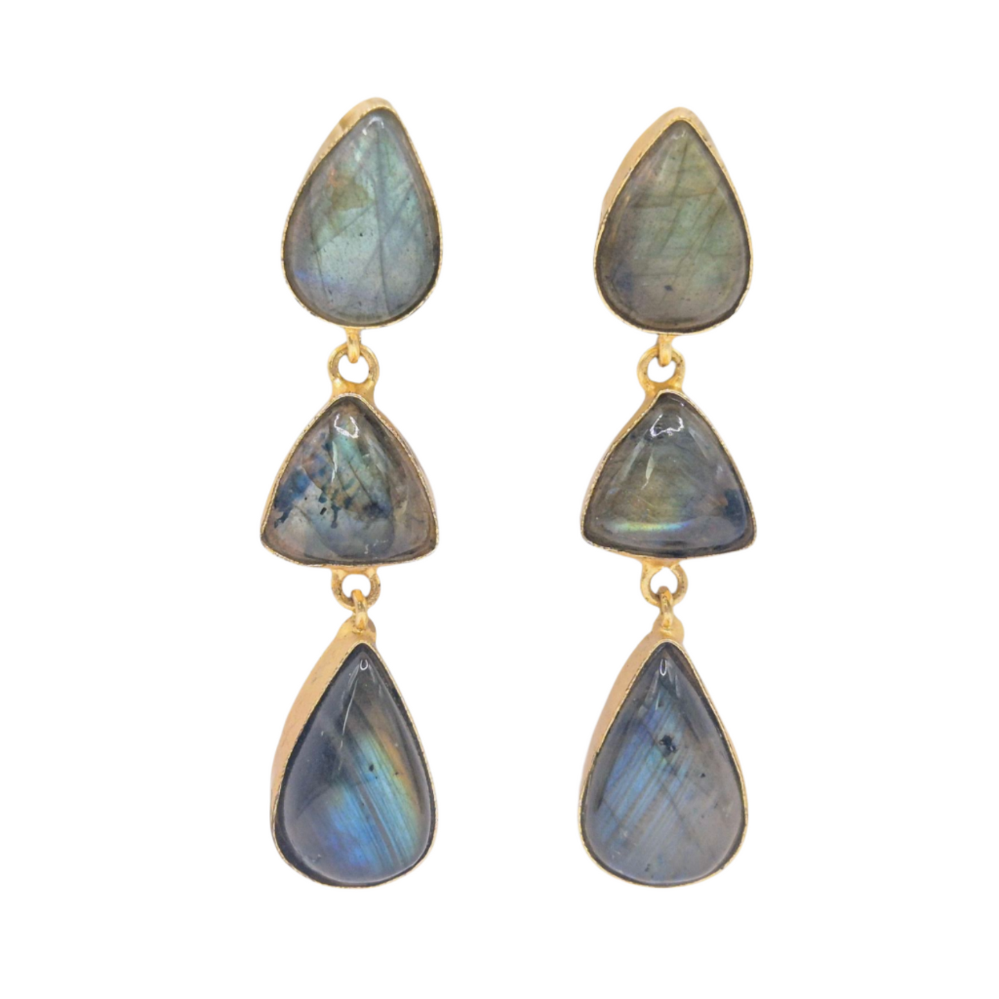 Natural Labradorite gemstone set in brass
