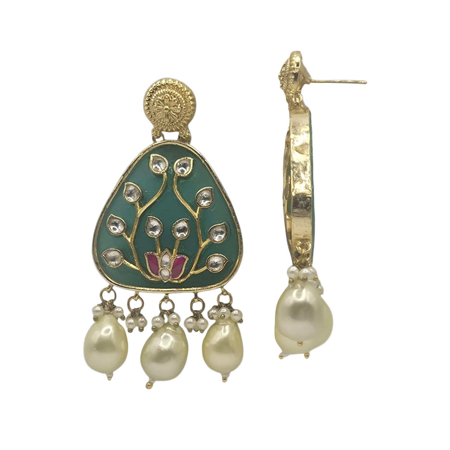 Radha Krishna on a slab of Agate, with kundan and brass