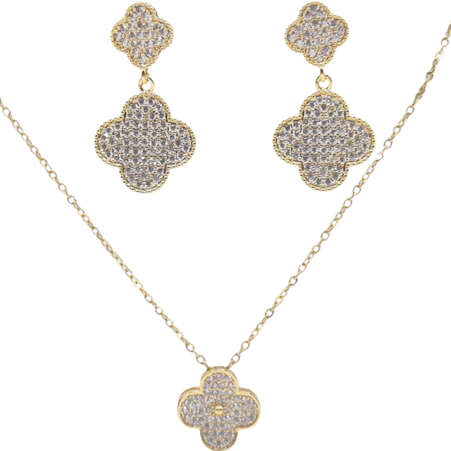 Clover design with crystals in Yellow Plating