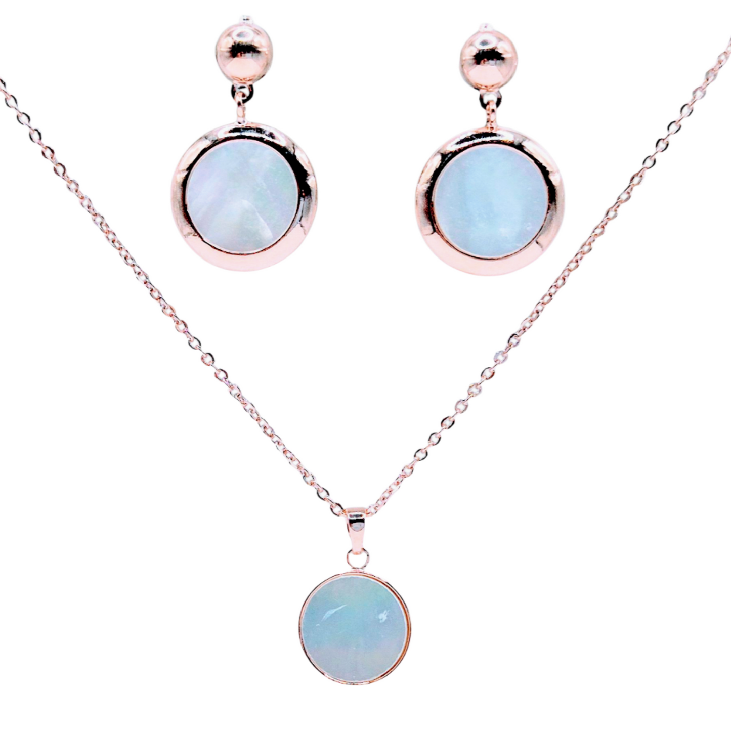 Circle designed with White Mother Of Pearl in Pink Plating