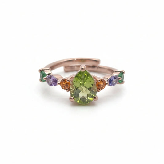 Natural peridot teamed with multicolour stones in silver