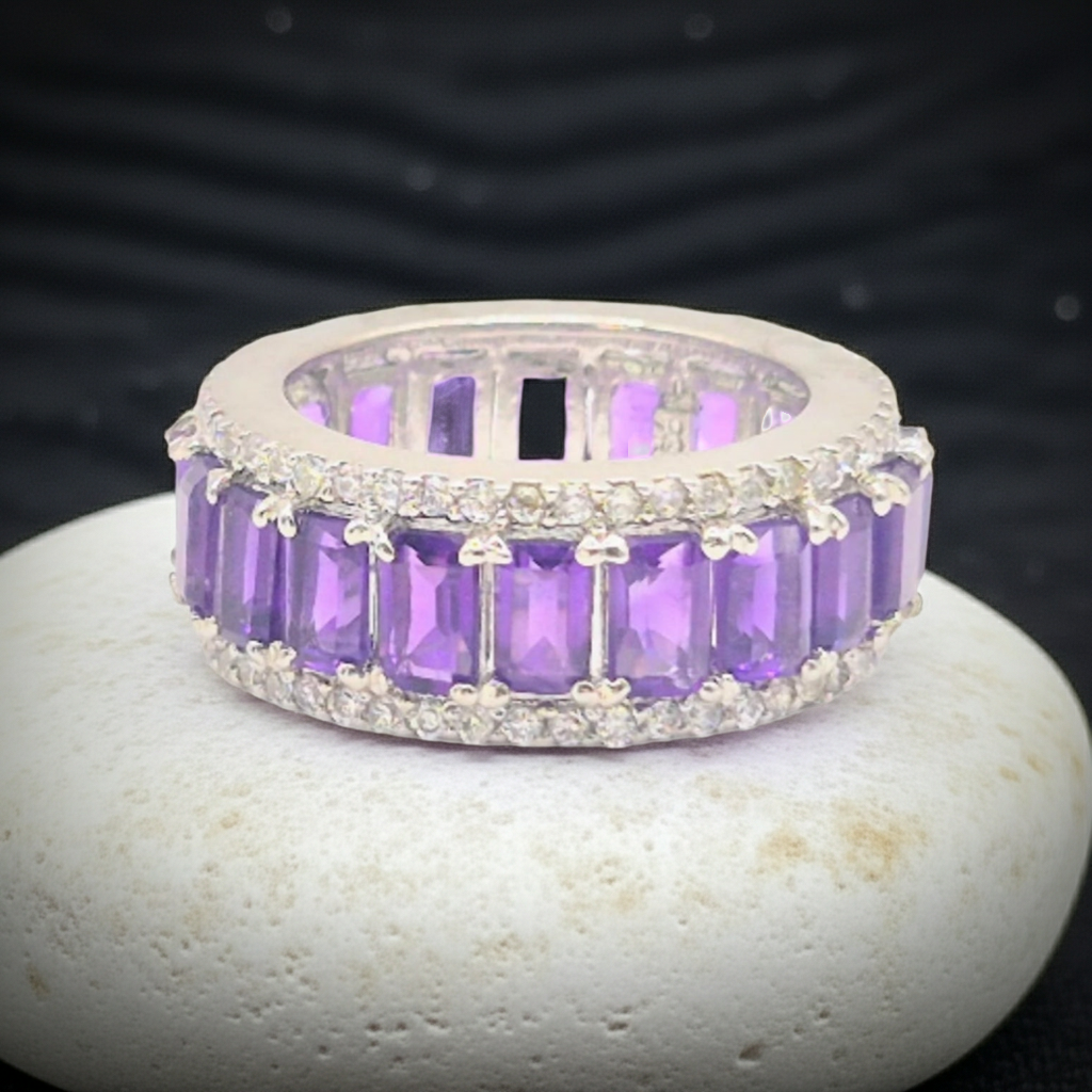 Amethyst Baguettes with Cubic Zirconia in 925 Silver