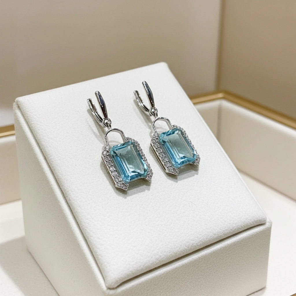 Aqua Blue Hydro with Cubic Zirconia in Silver