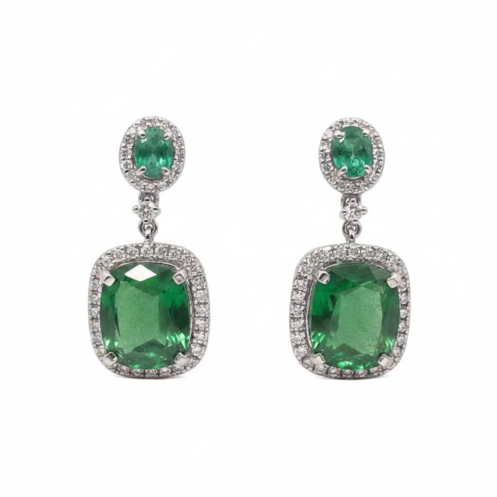 Green Hydro Lab Diamond Earrings | 925 Silver