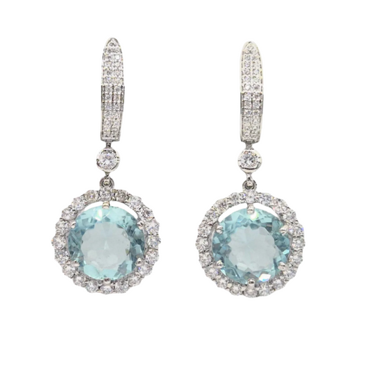 Blue Hydro quartz with Cubic Zirconia in 925 Silver