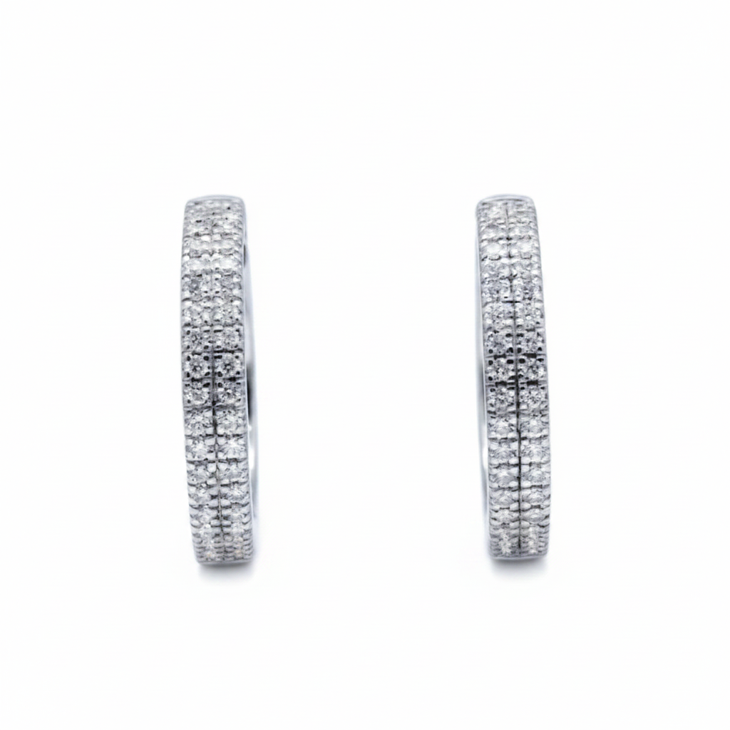 Lab Diamond Short Bali Earrings | Silver