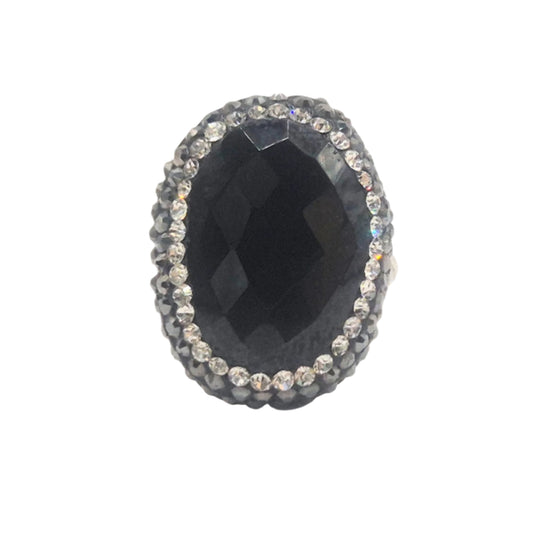 Opaque black onyx and grey marcasite make this 925 Silver