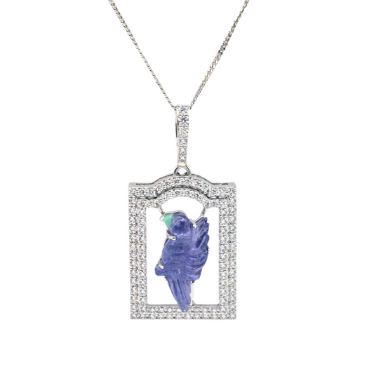 Tanzanite Parrot with Cubic Zirconia in 925 Silver