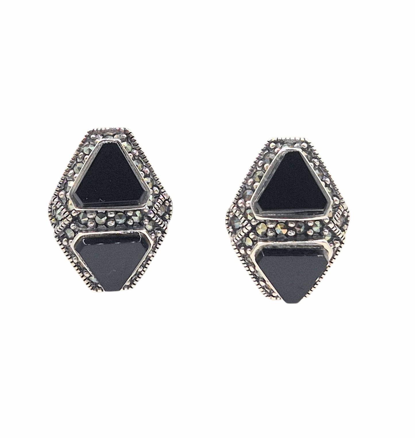Black Onyx Geometric Design Studs