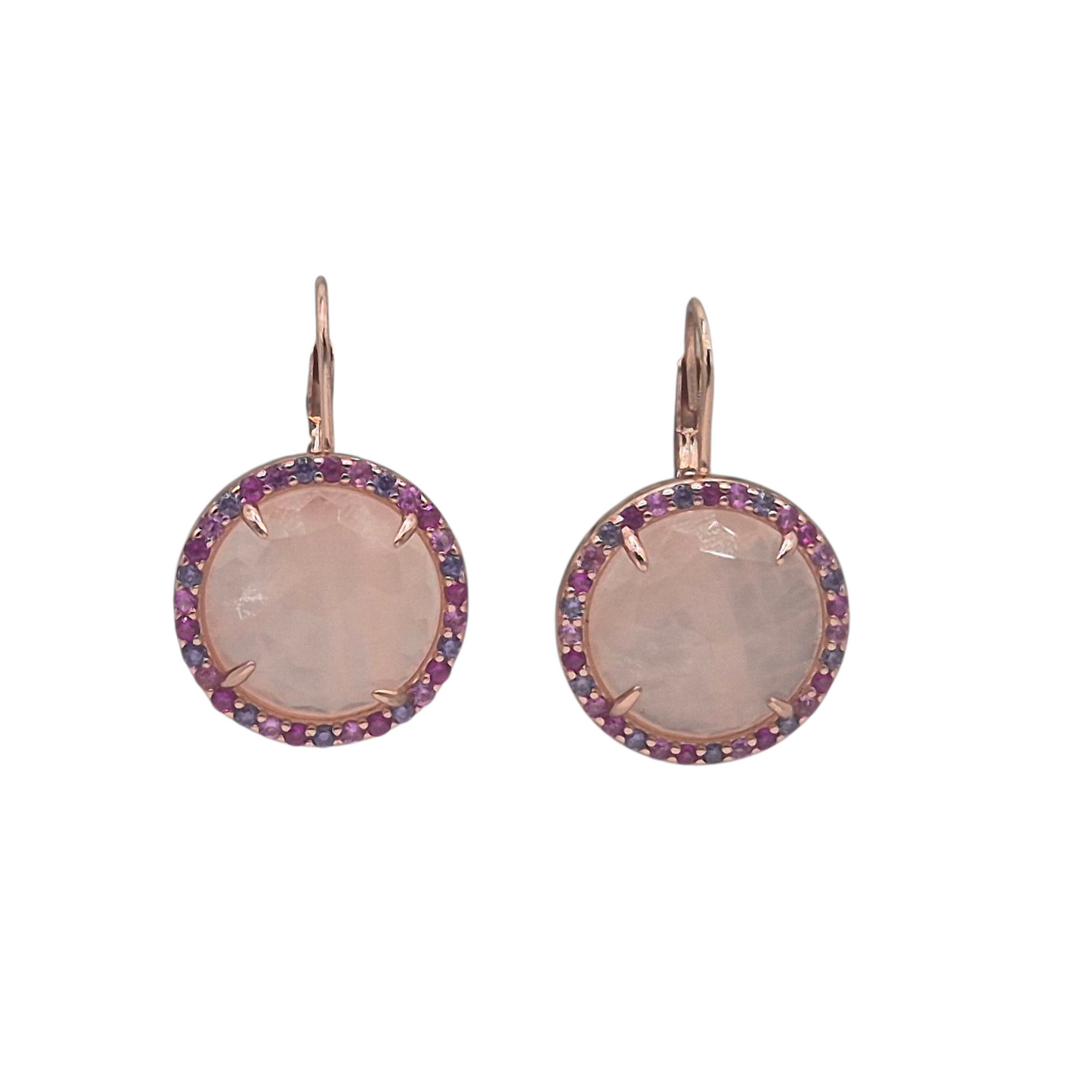 Rosequartz with Cubic zirconia in Silver