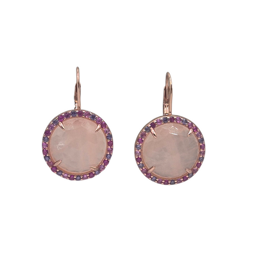 Rosequartz with Cubic zirconia in Silver