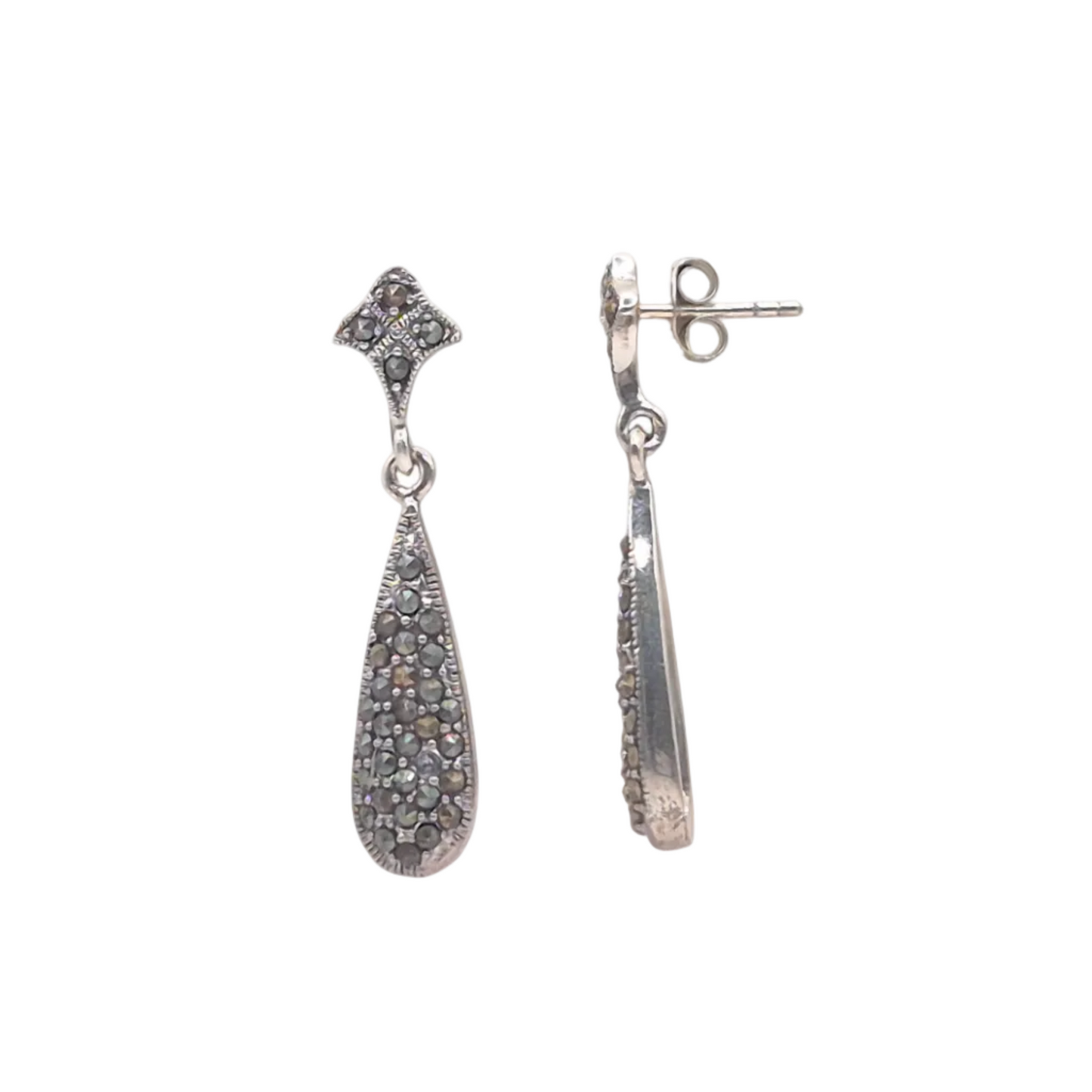 Marcasite in Victorian Teardrops in 925 silver