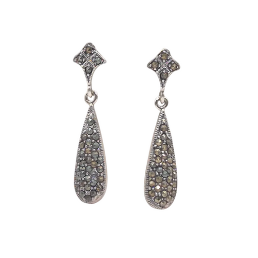Marcasite in Victorian Teardrops in 925 silver