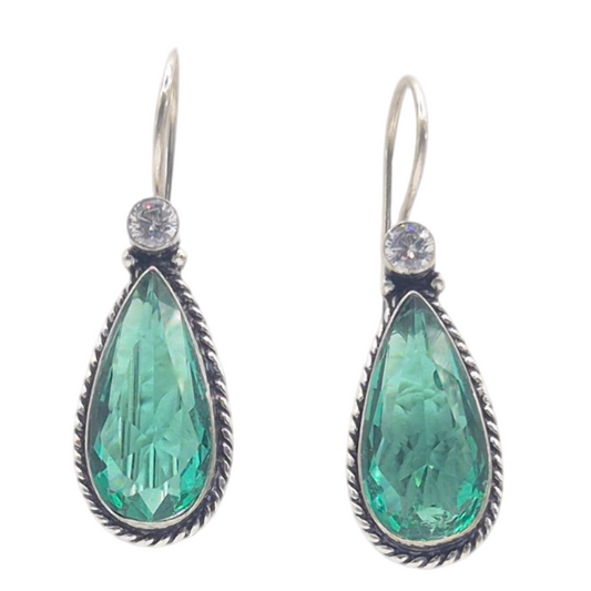 Sea Green quartz teardrop set in brass