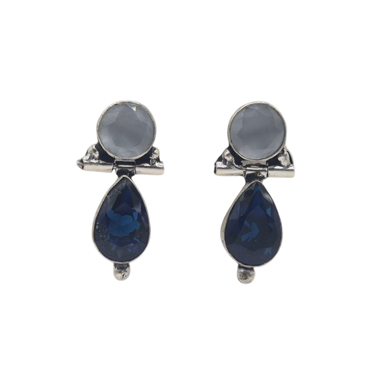 Dark blue and grey cubic zirconia Studs