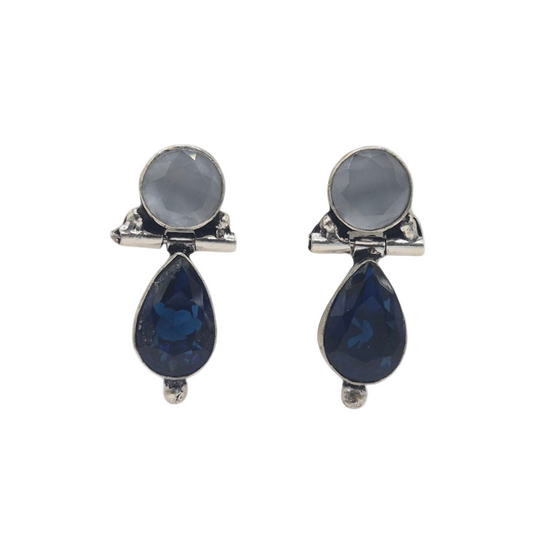 Dark blue and grey cubic zirconia Studs