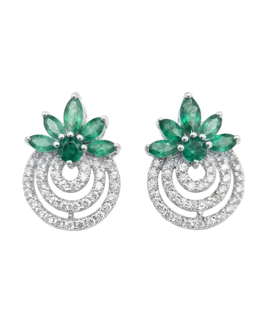 Emerald Marquise Lab Grown Diamond Eartops | 925 Sterling Silver Stud Earrings