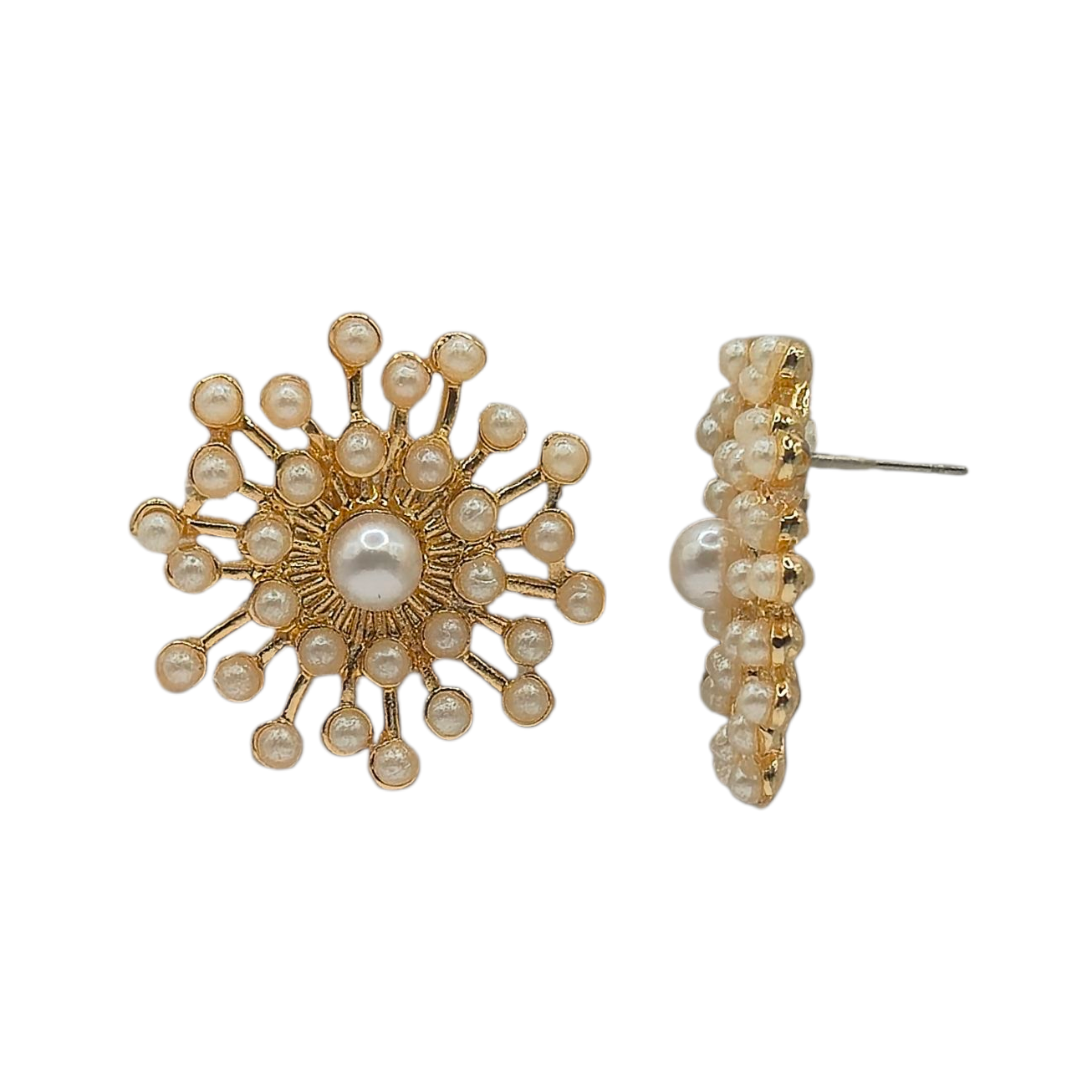 Pearls in a vibrant design set in brass