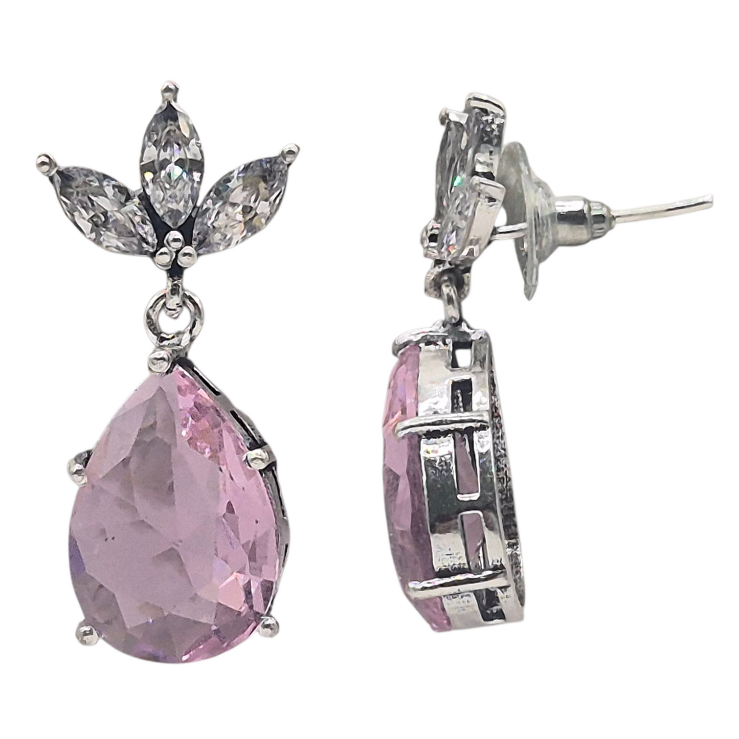 White and pink quartz in brass