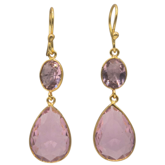 Pink quartz in brass