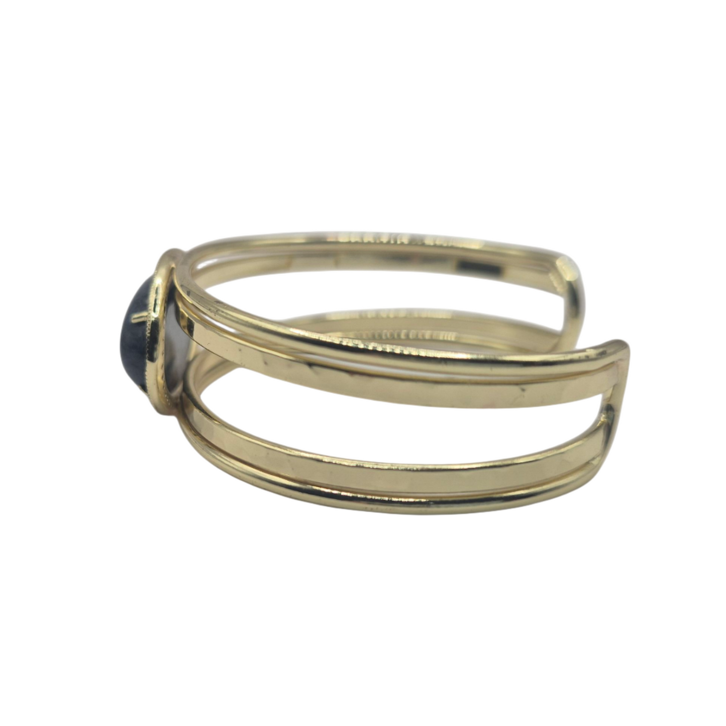 Dark Blue agate set in brass, small size wristlet