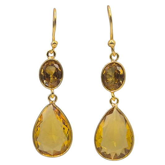 Lemon yellow quartz in brass