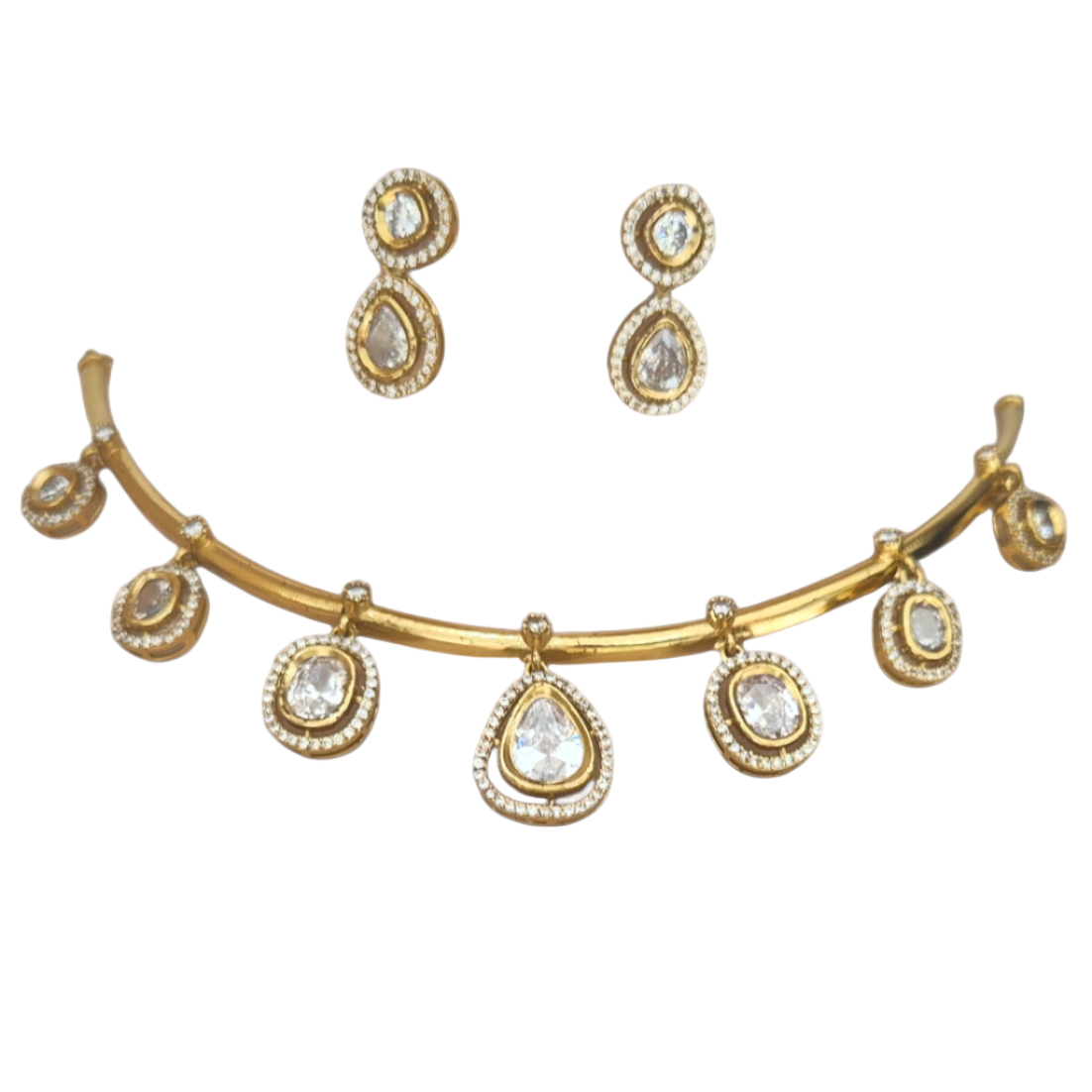 Kundan with cubic zirconia in brass
