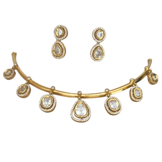 Kundan with cubic zirconia in brass