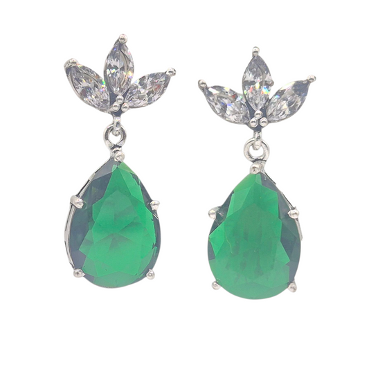 Emerald green and white quartz in brass