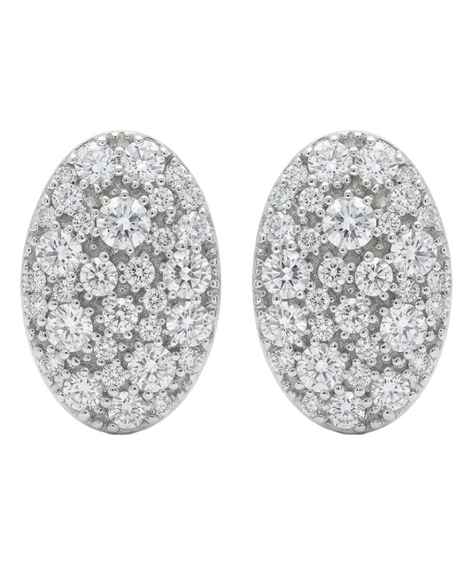 Oval Multisized Diamond Stud Earrings with Antique Plating in 925 Sterling Silver | Lab Grown Diamond Studs