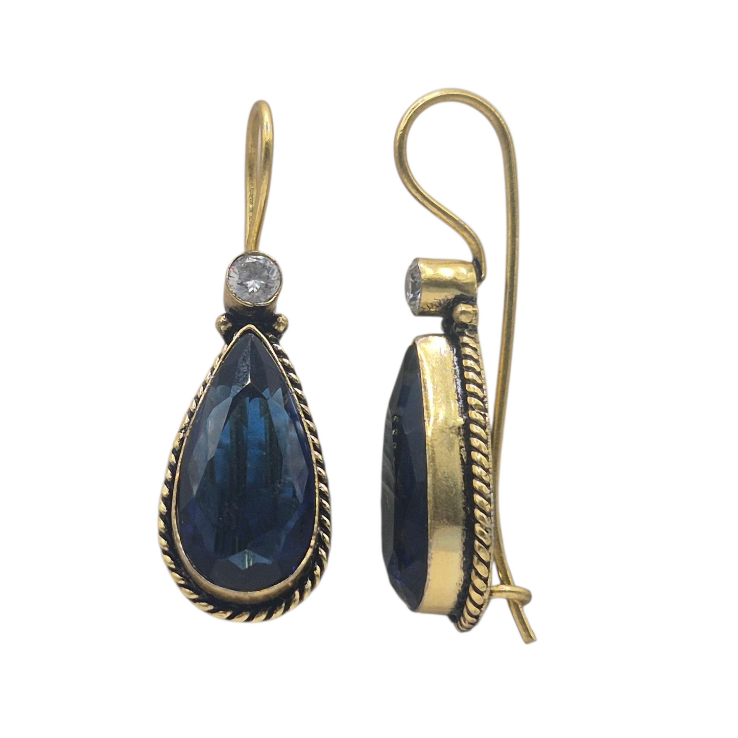 Royal Blue quartz in brass