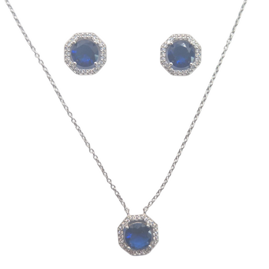 Royal Blue cubic zirconia set in silver