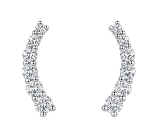 Graduating Lab Grown Diamond Curved Line Ear Cuffs in 925 Sterling Silver