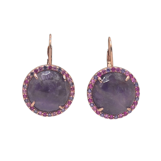 Purple Amethyst with Cubic zirconia in Silver