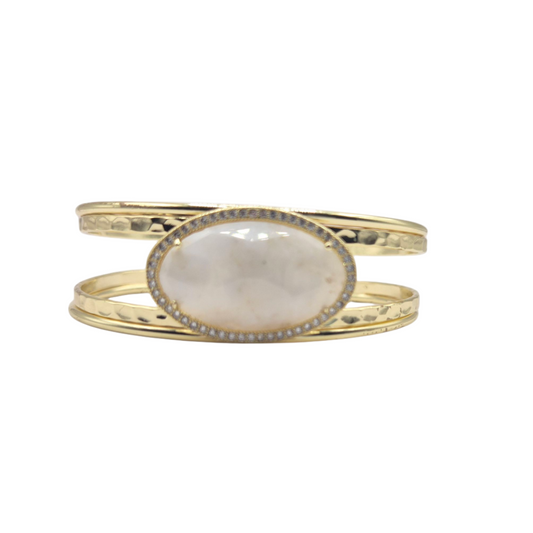 White agate set in brass, small size wristlet