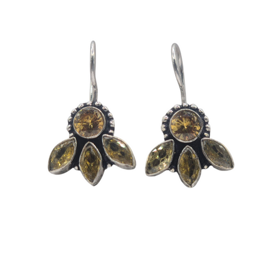 Deep yellow cubic zirconia studs in brass